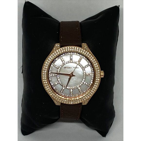 Michael Kors Kerry MK3313 Women's Brown Leather Analog Dial Quartz Watch NO139 - Picture 1 of 12